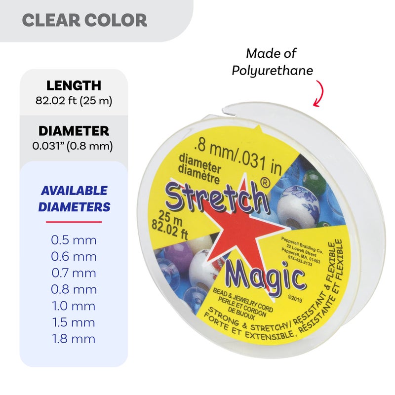 Stretch Magic Elastic Beading Cord â€“ Clear Color, 0.8mm in Diameter, 25-Meter (82 ft) - Easy to Knot, Strong & Stretchy String for Making Beaded Jewelry - Image 3